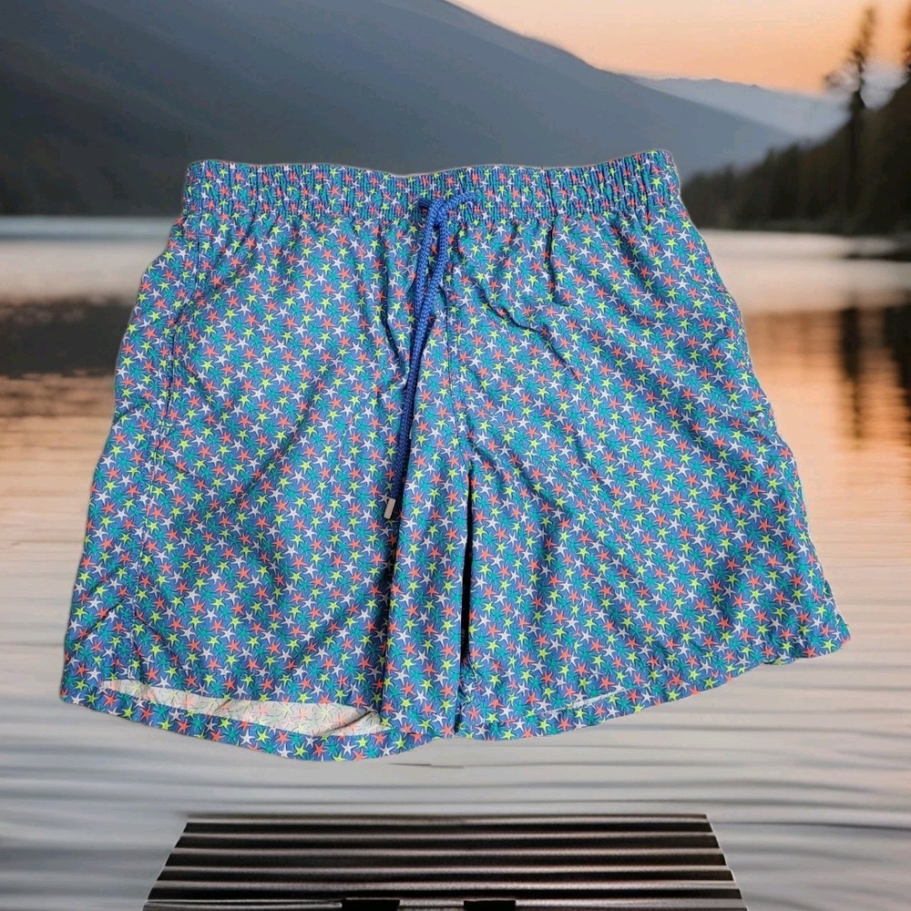 🏖️Vilebrequin Moorea Swim Shorts Mens XL Starfish All Over Resort Boardshorts